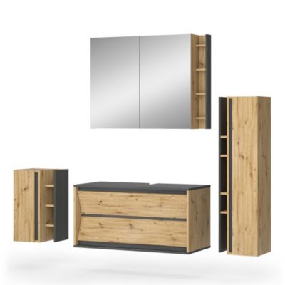 Vicco Meubles bain Anthracite/Chêne Artisan 4 pièces