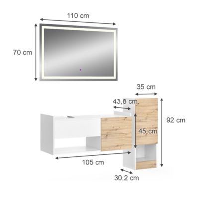 Vicco Meubles bain Blanc 3 pièces