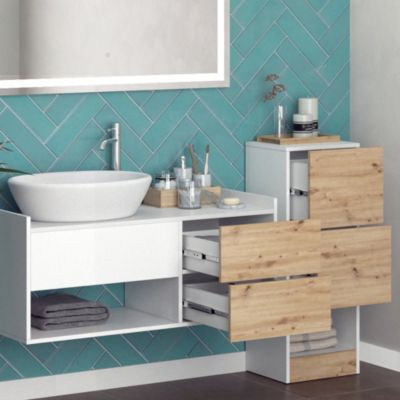 Vicco Meubles bain Blanc 3 pièces