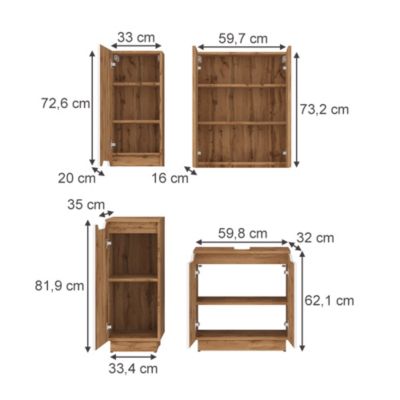 Vicco Meubles bain Blanc 4 pièces