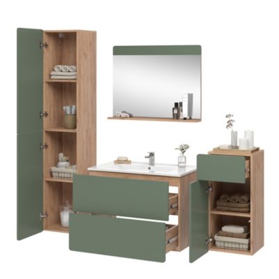 Vicco Meuble sous vasque simple Fynn, Bois antique, 60x54cm | Leroy Merlin