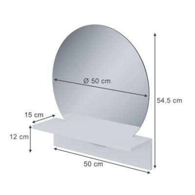 Vicco Miroir mural Blanc 50x54.5cm avec tablette | Castorama
