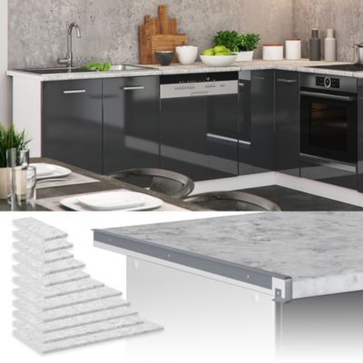 Vicco Plan de travail cuisine blanc/marbre 120cm