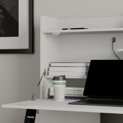 Bureau Vicco Nils Blanc, Table Informatique 79x43 Cm, MDF, Neuf En Boîte