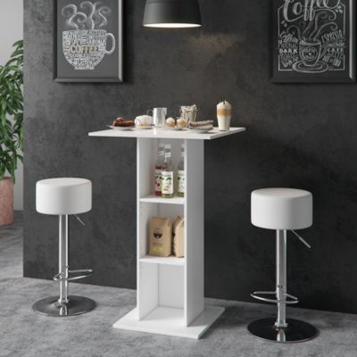 Vicco Set de table de bar Blanc 70x70cm avec 2 tabourets de bar