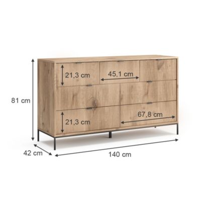 Vicco Sideboard Chêne Viking 42x81cm avec 7 tiroirs