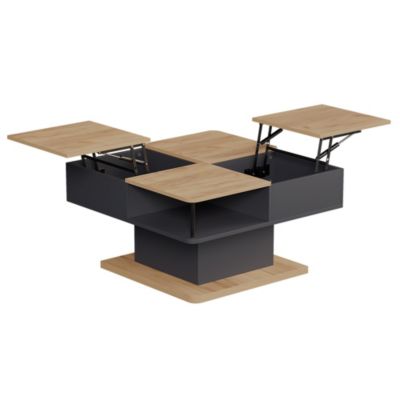 Vicco Table basse Anthracite 80x45cm avec compartiments de rangement