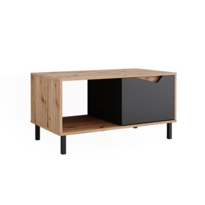 Vicco Table basse Anthracite/Artisan 90x50cm avec 1 porte