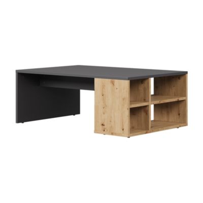 Vicco Table basse Anthracite/Artisan 90x60cm avec des étagères
