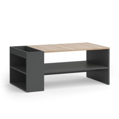 Vicco Table basse Anthracite/Sonoma 100x55cm avec des étagères