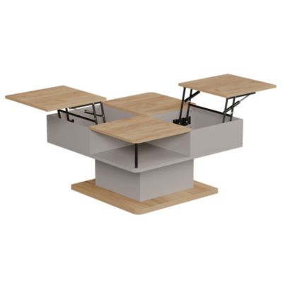 Vicco Table basse Beige 80x45cm avec compartiments de rangement