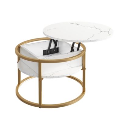 Vicco Table basse Blanc/Or 57x57cm