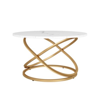 Vicco Table basse Blanc/Or 79.5x46cm avec une grande surface de travail