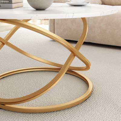 Vicco Table basse Blanc/Or 79.5x46cm avec une grande surface de travail