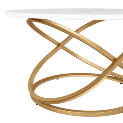 Vicco Table basse Blanc/Or 79.5x46cm avec une grande surface de travail