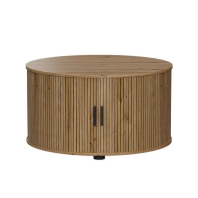 Vicco Table basse Chêne 80x80cm avec porte coulissante