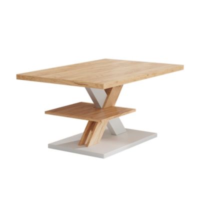 Vicco Table basse chêne/blanc 90x60cm avec tablette