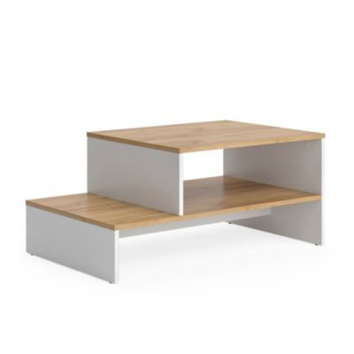 Vicco Table basse Chêne doré/blanc 90x55cm avec étagère
