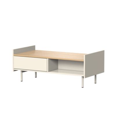 Vicco Table basse Crème 100x50cm avec 2 tiroirs