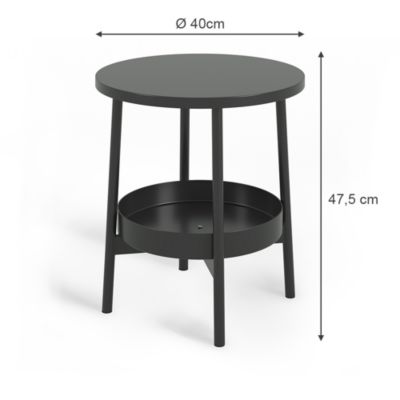 Vicco Table basse Noir 40x40cm avec espace de stockage supplémentaire