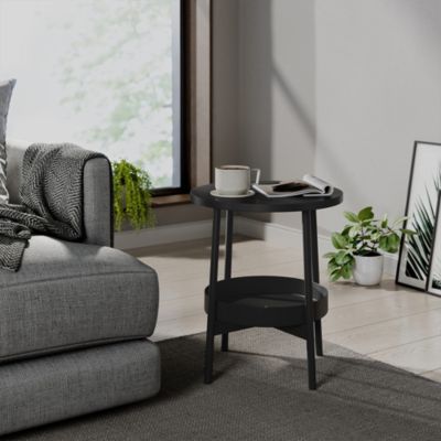 Vicco Table basse Noir 40x40cm avec espace de stockage supplémentaire