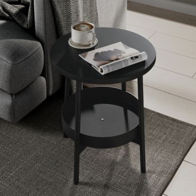 Vicco Table basse Noir 40x40cm avec espace de stockage supplémentaire