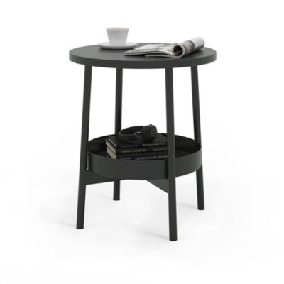 Vicco Table basse Noir 40x40cm avec espace de stockage supplémentaire