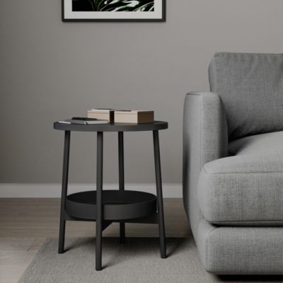 Vicco Table basse Noir 40x40cm avec espace de stockage supplémentaire