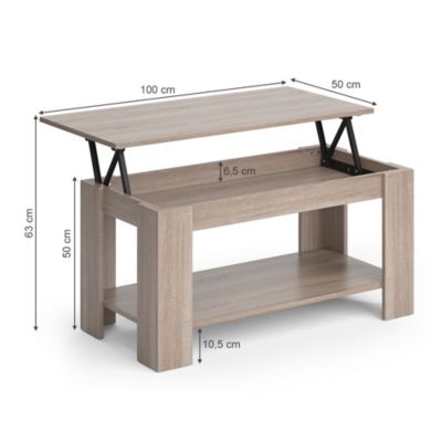 Vicco Table basse Sonoma 100x50cm avec fonction délévation