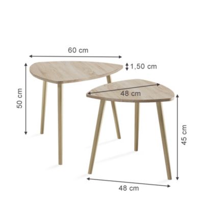 Vicco table basse Sonoma 60x50cm Lot de 2