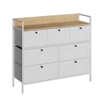 Vicco Table dappoint Blanc 98x85cm avec 7 tiroirs