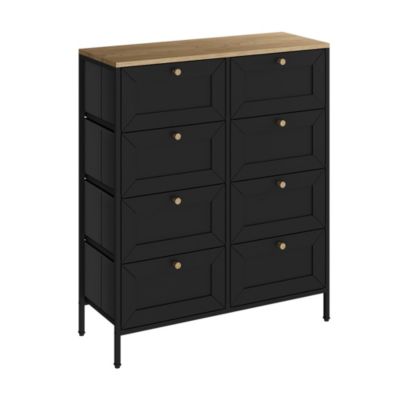 Vicco Table dappoint Noir 80x95cm avec 8 tiroirs