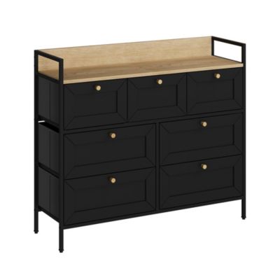 Vicco Table dappoint Noir 98x85cm avec 7 tiroirs