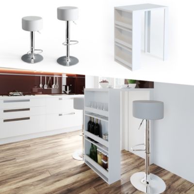 Vicco Table de bar Blanc 57x80cm