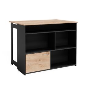 Vicco Table de bar Chêne de force doré 116x37cm 4x compartiments ouverts et 1x porte