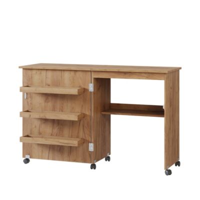Vicco table de couture Chêne 118x77.5cm avec 3 étagères