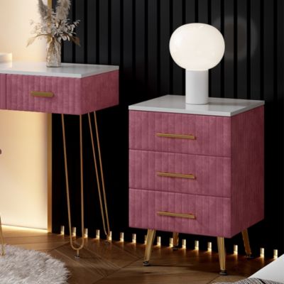 Vicco Table de nuit Rose 41x62cm avec 3 tiroirs