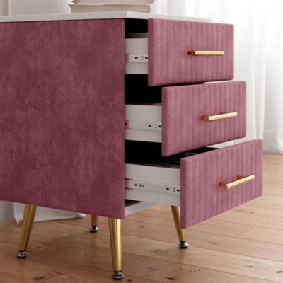 Vicco Table de nuit Rose 41x62cm avec 3 tiroirs