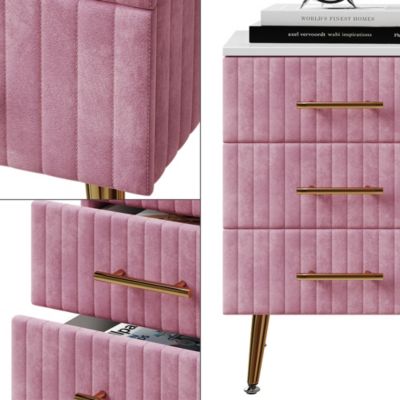 Vicco Table de nuit Rose 41x62cm avec 3 tiroirs