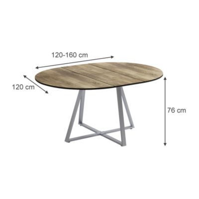 Vicco Table de salle à manger Chêne rustique/Gris 120-160 x 120 cm extensible
