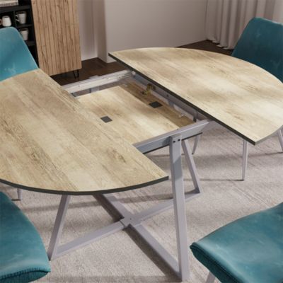 Vicco Table de salle à manger Chêne rustique/Gris 120-160 x 120 cm extensible