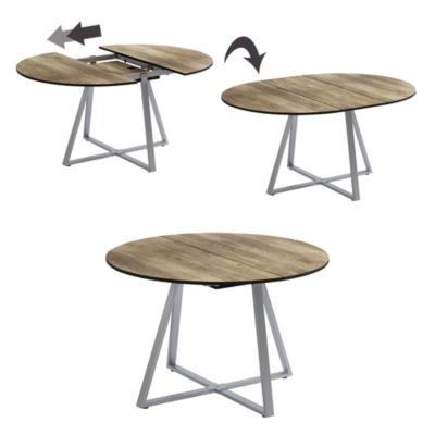 Vicco Table de salle à manger Chêne rustique/Gris 120-160 x 120 cm extensible