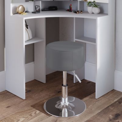 Coiffeuse Annie Avec Miroir Ovale Et Tabouret - Gris - Vicco - 3 Tiroirs - Neuf