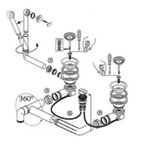 Vidage automatique 2 bacs CUIPD243 pour évier Villeroy & Boch ARCHITECTURA