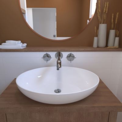 Vidage de lavabo universel avec tubulure extra-plate, siphon déporté, prises Valentin