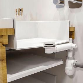 Vidage de lavabo universel avec tubulure extra-plate, siphon déporté, prises Valentin