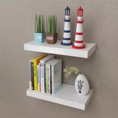 vidaXL 2 étagères murales MDF Blanc Rangement de livres/DVD 242182