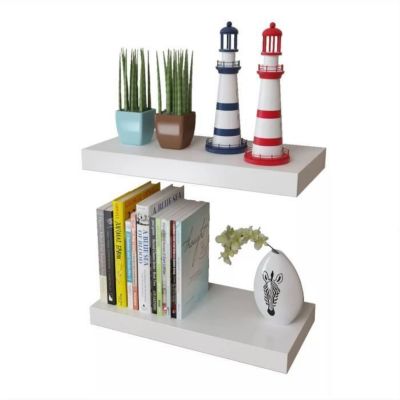 vidaXL 2 étagères murales MDF Blanc Rangement de livres/DVD 242182