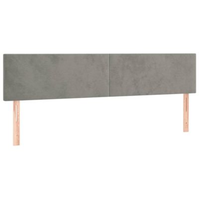 Têtes De Lit Double VidaXL 2 Pièces - Gris Clair, Tissu Polyester, Hauteur Réglable 78-88 Cm, Pieds En Bois - Pour Chambre à Coucher - 8