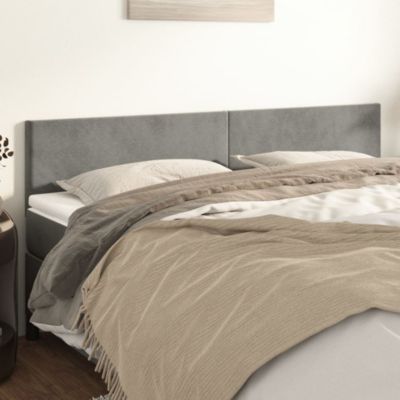 Têtes De Lit Double VidaXL 2 Pièces - Gris Clair, Tissu Polyester, Hauteur Réglable 78-88 Cm, Pieds En Bois - Pour Chambre à Coucher - 3